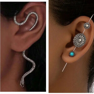 Two earrings antique style pin and snake NWOT
